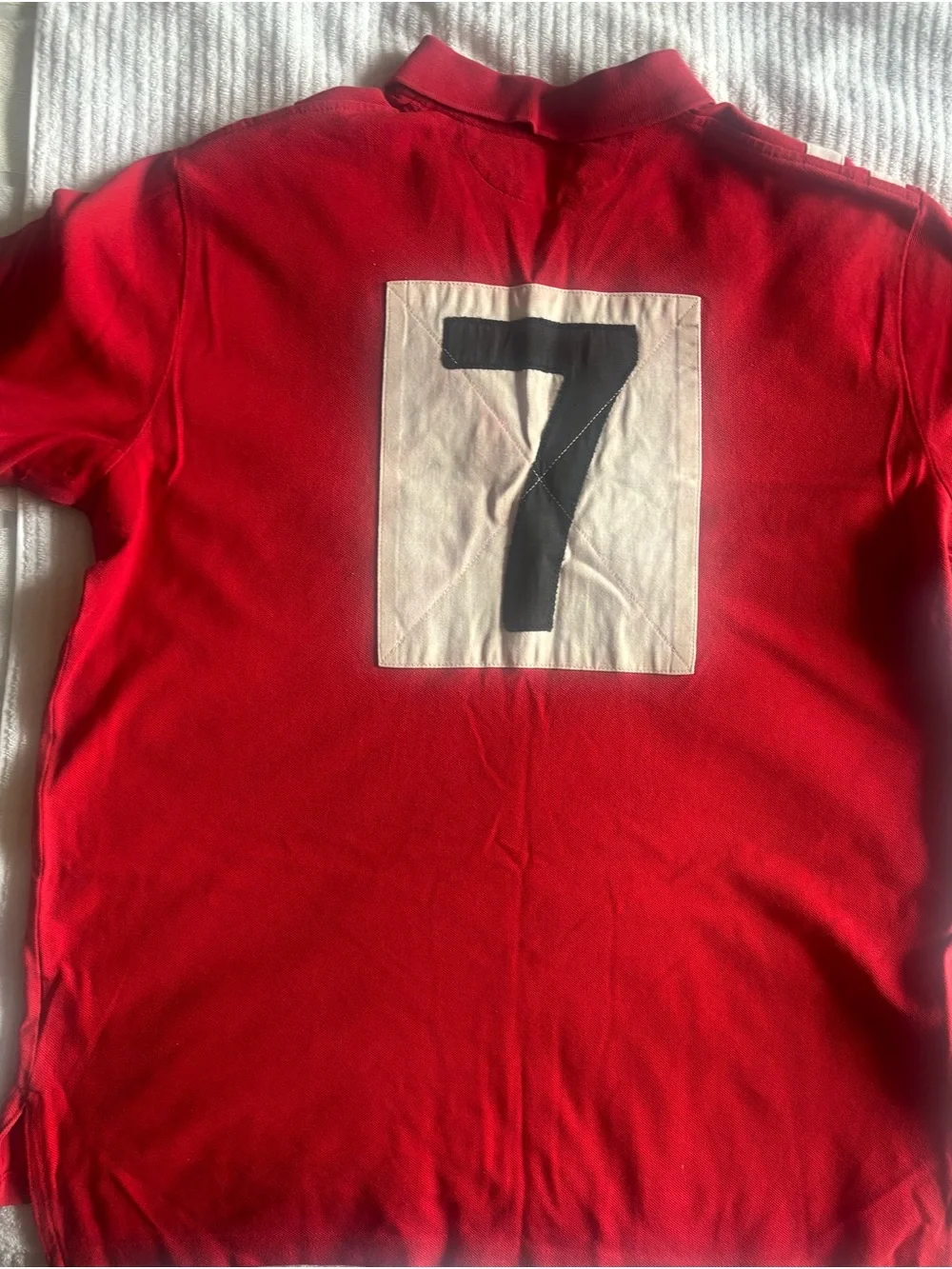 Ralph Lauren mens XL Red Polo rugby with White Chevron Stripes